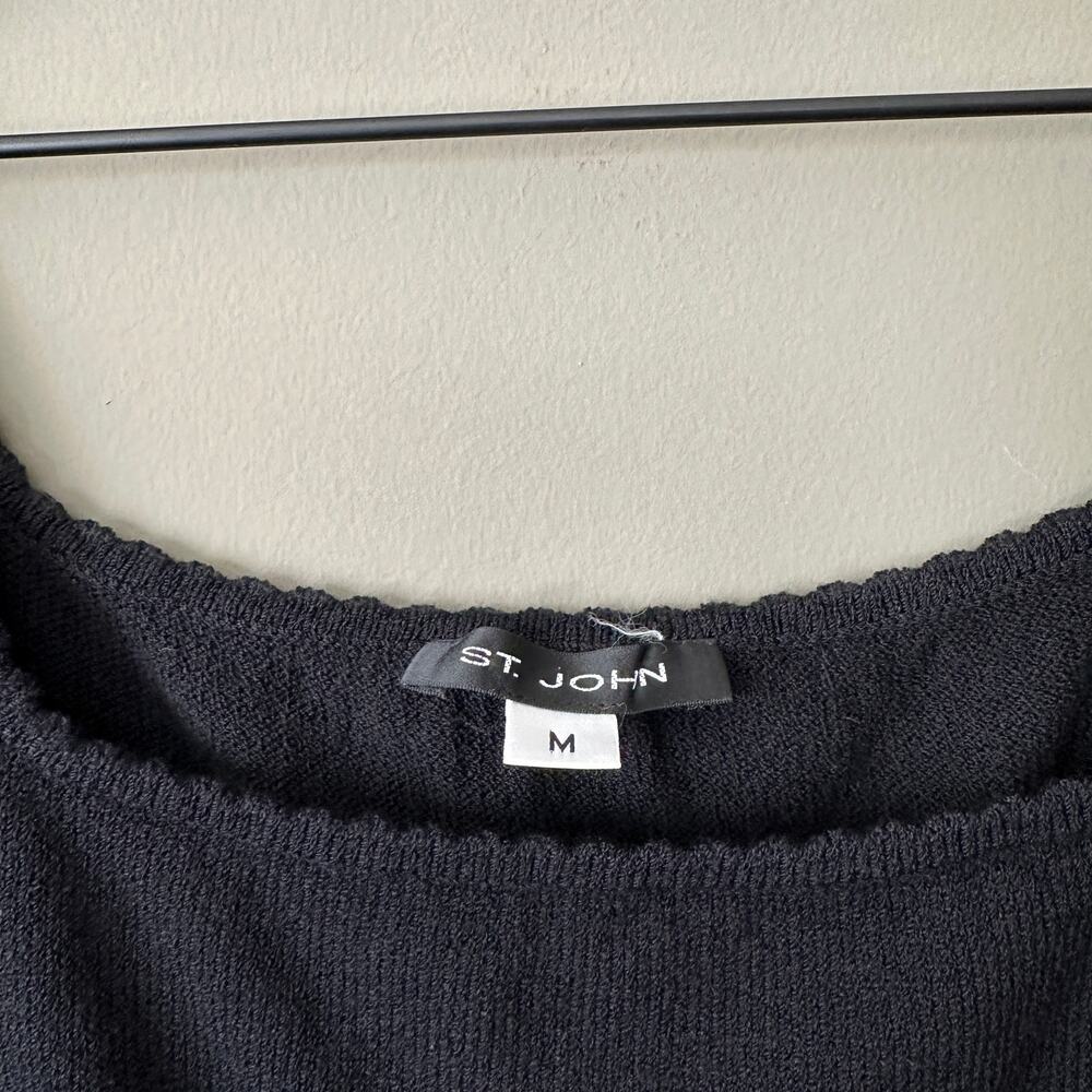 St. John Black Knit Crop Tank - M - Picture 3 of 6